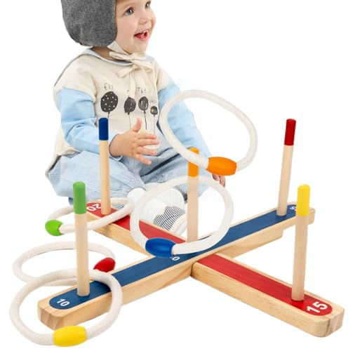 Generisch Throw Hoop Game - Fun Ring Toss Combo Pack, Équipement de Jeu de Loisirs en Plein air, Skill Building Challenge Toy | Activités dans l'arrière-Cour pour et Adultes