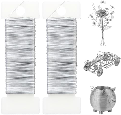 DOPENSPI 2 rollos de alambre fino para manualidades, 0,3 mm x 100 m, hilo fino para manualidades, hilo de flores y joyas para modelismo, manualidades navideñas, fabricación de joyas y decoraciones