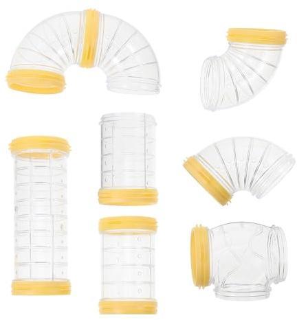 Homoyoyo Set di Tubi per Criceti in Plastica Gialla Materiale Spesso e Rinforzato Tunnel, Gioco Labirinto per Piccoli Animali come Criceti Nani e Gerbilli
