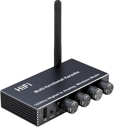 YUEHISY Ricevitore Bluetooth 5.4 per Stereo Domestico, Mixer Karaoke, Convertitore da Digitale Ad Analogico, Ingresso USB AUX Coassiale Ottico per Microfono, Uscita AUX da 3,5 Mm