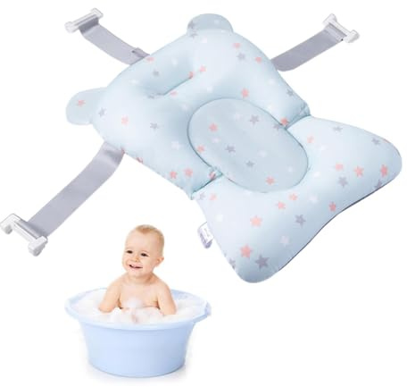 Quniwokid Cojín Bañera Plegable Bebé, Cojín De Baño para Recién Nacido, Cojíns para Bañera De Bebé, Suministros para El Cuidado del Bebés, Artículos Esenciales para Recién Nacidos con Hebillas