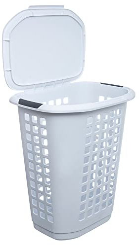 Five - Corbeille à Linge fermée 63 L - Blanc et Gris