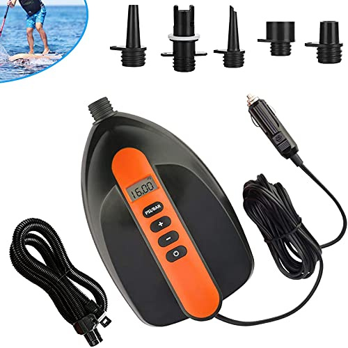 Elektrische SUP Pumpe,Ruitx 16PSI Hochdruck Paddle Board Pumpe,Elektrische Luftpumpe Sup mit DC 12V Autostecker für Paddleboard, Reifen, Boot, Zelt (Orange)