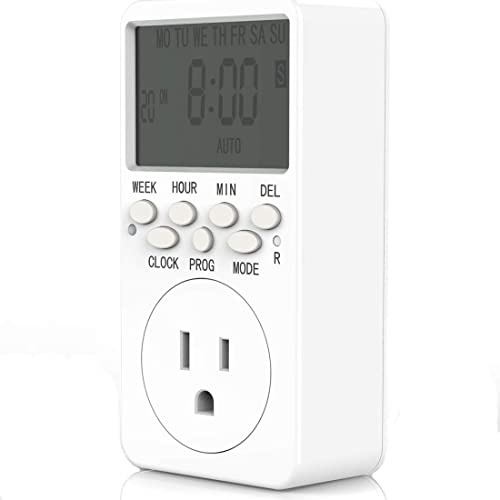 7-Day Programmable Digital Countdown Plug Timer for 110V AC, Energy-Saving Indoor Timer Outlet