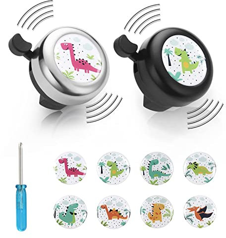 Flintronic 2 Pcs Campanello Bici Bambino, Carino Campana Bici per per Ragazzi Ragazze, Suono Nitido e Melodioso Mini Campane Bambini（8 pcs Adesivi）