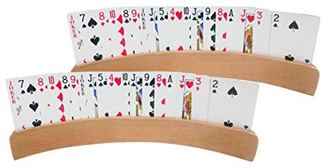 ZMKY Spielkartenhalter aus Holz, Panorama, gebogen, Pokerablage, 2 Stück, praktischer und langlebiger Spielkartenhalter, Organizer für Kinder, Senioren, Erwachsene, fabelhaft