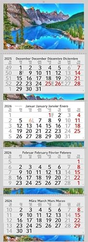 XXL Monatskalender 2026 Berge See Kanada mit 3/4 Monate Kalender Gebirge Alpen Motiv Wandkalender ohne Werbung Fotokalender Bürokalender Mehrblockkalender Motivkalender (Kanada, 4 Monatskalender P)