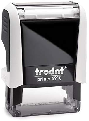 Trodat Printy 4910 – arktisk vit – med önskad text personlig namnstämpel – designa direkt online, företagsstämplar, textstämplar, läkarstämpel – max. 3 rader – 26 x 9 mm