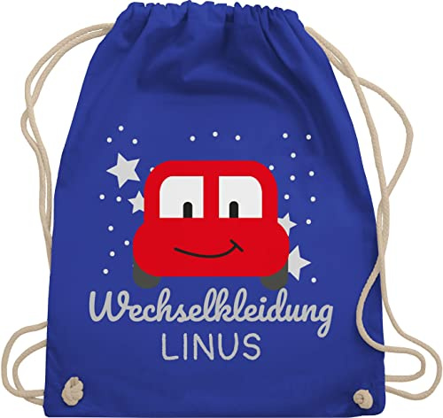 Turnbeutel Rucksack - Kita Beutel Wechselsachen Jungen - Wechselkleidung Auto - Unisize - Royalblau - turnsackerl kindergarten wechselbeutel personalisierte wechselwäsche beutelrucksäcke für