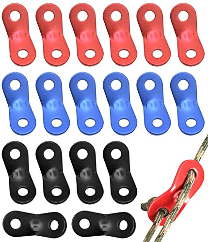 18 Pezzi Tenditore per Corda,Tiranti per Tenda Campeggio,Tiranti per Tenda Campeggio,Tenditori in Alluminio per Tenda,Tirante Corda Tenditori, per Campeggio Escursionismo Tende da Esterno