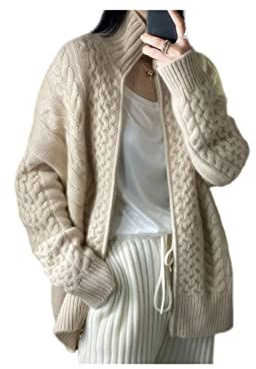 SERUMY Cardigan höst och vinter ny tjock polokrage kashmir stickad kofta kvinnor lös ulltröja cardigan stor storlek damjacka
