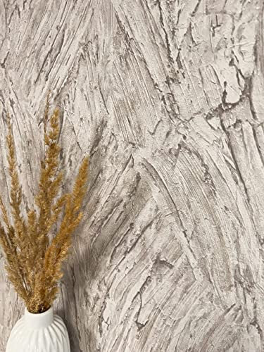 NEWROOM Tapete Beige Vliestapete Muster - Mustertapete Modern Creme Sand Struktur Metallic Glamour 3D Optik Rustikal Pinselstriche inkl. Tapezier-Ratgeber