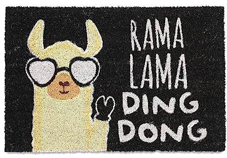 Relaxdays Fußmatte Lama, Kokos, Türvorleger mit Spruch, 60 x 40 cm, rutschfest, Fußabstreifer innen & außen, Mehrfarbig