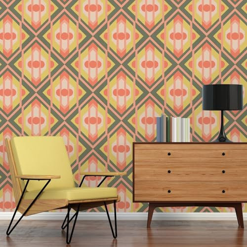 A.S. Création Retro-Tapete 70er Jahre 0,53 x 8,5 m -Tapete-Vintage mit Caro-Muster in Rosa, Rot, Grün - Vliestapete Retro Chic Made in Germany - 395313