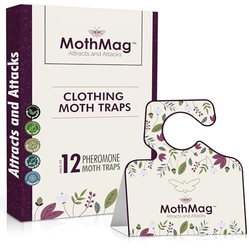 MothMag Moth Traps for Clothes, Closets, Fabrics, and Carpets, Clothes Moth Traps, Closet Moth Traps, Clothing Moth Pheromone Traps (12 Pack)