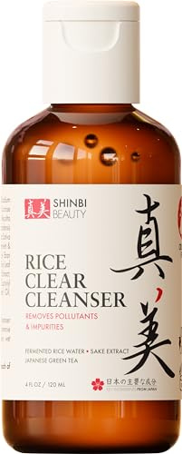 Shinbi Beauty Japanese Face Wash Skincare Products - Japanese Rice Water Green Tea Cleanser - 99% Naturally Derived Japanese Beauty 4oz