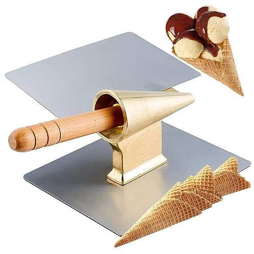 Máquina Comercial, Rodillo de Cono de gofre de Helado, Soporte Comercial para Helado de Rollo de Huevo de Cobre con Mango de Madera Antideslizante, decoración de postres, herramien