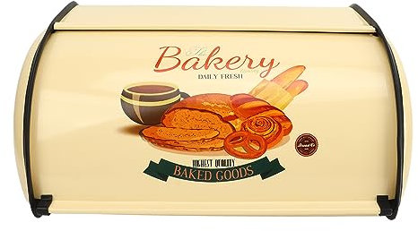 Scatola per Pane in Metallo, Contenitore per Pane Vintage con Coperchio Scorrevole e Grande Capacità per Cucina, 34,5 x 23 x 14,5cm