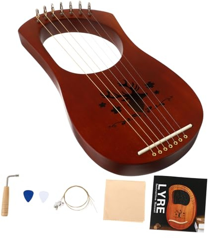 Toyvian Holzharfe Saiteninstrument mit Stimmschlüssel für Anfänger Tragbar Leierharfe Klanginstrument Musikinstrument für Heimgebrauch