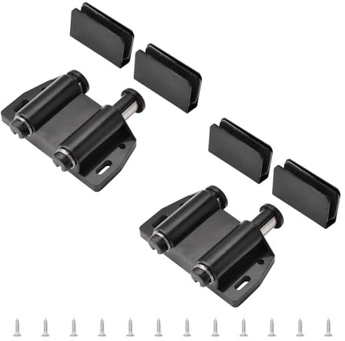 UFURMATE Lot de 2 loquets magnétiques pour porte en verre, double porte en verre avec pince réglable, convient pour porte en verre à oscillation libre de 3 à 6 mm (noir)