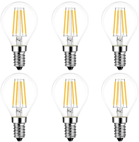 HUAMu E14 LED Lampe G45, LED Birne 4W ersetzt 40W Glühlampen, 400 Lumen, 3000K Warmweiß, AC 220V-240V, Nicht Dimmbar, Energiesparlampe, 270° Strahlwinkel LED Globe Leuchtmittel, 6er Pack