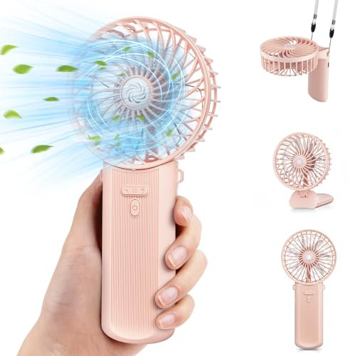 TOPPELIGHT Handventilator Tragbarer Mini Ventilator, Wiederaufladbar Hand Ventilatoren 4 Geschwindigkeiten, Faltbarer USB Ventilator Klein Tischventilator Portable Fan für Büro, Outdoor, Reisen