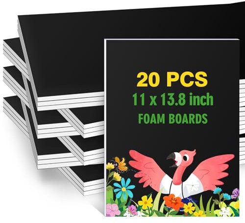 Skumbräda svart affischplatta, IKAYAS 28 x 35 cm dubbelsidig svart skumkärnbräda, skumbrädor för hantverk, målningar, tryck, konst, visning, presentation och skolprojekt 5 mm tjock (20 pack)