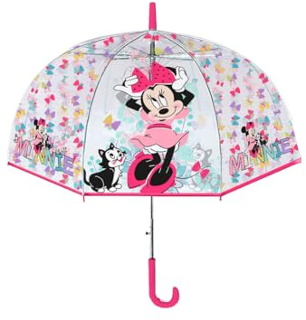 Ombrello Topolina Disney, Cupola Trasparete per Bambini, 3+ Anni, Idea Regalo, Multicolore