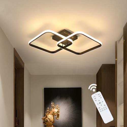 Goeco LED Deckenleuchte Dimmbar, 50W Quadratisch LED Deckenlampe mit Fernbedienung, Memory-Funktion 3000K-6500K Schwarz Acryl Deckenleuchte für Wohnzimmer, Schlafzimmer, Badezimmer, 64cm