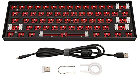 Yctze Kit Tastiera Meccanica Fai-da-te 61 Tasti, Wireless 2.4G e 5.0, USB C Cablata, Tastiera da Gioco Modulare Retroilluminata RGB con Interruttore a 3 Pin e 5 Pin Sostituibile