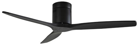 Lucande Lindby Ventilatore da Soffitto in Legno, Design Moderno con Telecomando Ø132 cm 6 Velocità Timer 3 Pale 66 Funzione Estate Inverno Camera Da Letto Nero Scandinavo
