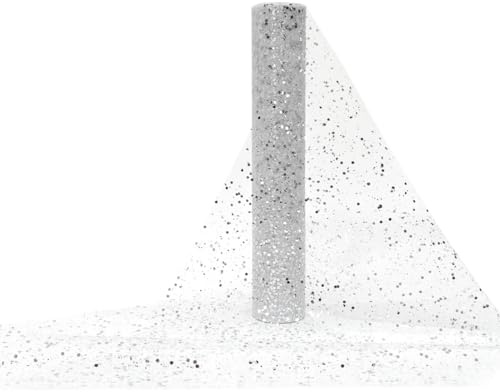 Tüll Stoff Glitzer Weiß 30 cm x 9.1 Meter, Tüllband Tischläufer Glitzer, Rolle Tüll für Weihnachten Hochzeit Party Geburtstag Weihnachtsbaum Kleidung Deko Handwerk