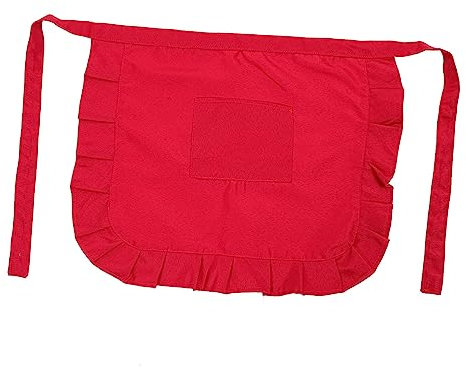 COLLBATH Halbe Schürze Mit Spitzendesign Praktische Taillenschürze Aus Hochwertigem Material Mit Vorderer Tasche Für Küche Restaurant Servicepersonal Und Kuchenbäckerei Geeignet Rot