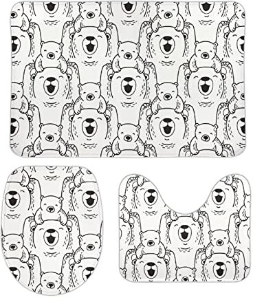 Badteppich-Set 3-Teilig Tragen Badezimmer Vorleger 3-Teiliges rutschfeste Wc Vorleger Set 3 Teilig Weiches Badvorleger Für Badewanne Dusche Badezimmer