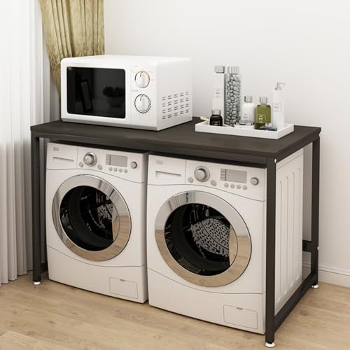 Genérico Armario de Almacenamiento Doble con Soporte para Secadora para Lavadora, Estante de Almacenamiento para lavadero, baño y Inodoro, 128 x 60 x 99 cm, Capacidad de Carga 150 kg (Color: marrón)
