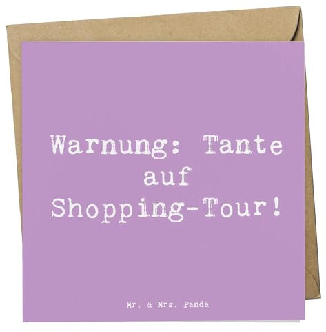 Mr. & Mrs. Panda Glückwunschkarte Spruch Tante Shopping - Geschenk, Familie, anlasskarte, Einkaufen, Klappkarte, Nichte, faltkarte, Geschenke, doppelkarte, herzerwärmende Sprüche, Grußkarte, Humor