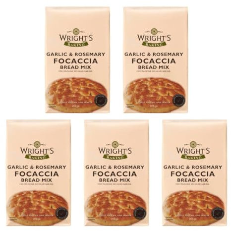 Garlic & Rosemary Focaccia Bread Mix 5x500g - Delicious Mediterranean Flavor, Perfect for Baking at Home, Ideal for Vegetarians, Freezes Well, Easy to Use
