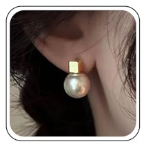 Cimenexe Bohemio Perla Cubo Stud Pendientes De Oro Cubo Stud Pendientes Redondos De Perlas Blancas Pendientes Minimalistas De Perlas Blancas Joyas Para Mujeres(blanco)