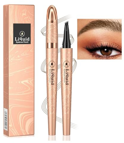 Weixinbuy Microblading Eyebrow Pen Long-lasting, 4D Four-Tip Waterproof Eyebrow Pencil, Liquid Eye Brow Pencil Smudgeproof Easy to Use for Fine Natural Strokes (1# Light Brown Eyebrow Pencil)