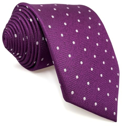 S&W SHLAX&WING Set de Corbata Magenta Oscuro Ciruela Púrpura con Puntos Blancos para Hombre
