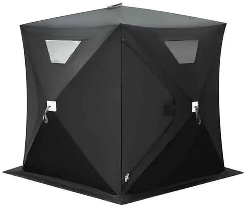 Campingzelt Outdoor Winter Ice Cube Pop Up Winter Series Tragbares Eisangelzelt biwakzelt(Black)