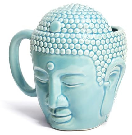 Qerwsdty kaffekopp, tathagata-buddha-form, hållbar, Buddha-huvudkopp, Buddha-huvudkopp, keramikkopp, lätt att använda