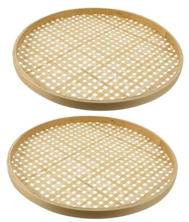 Ciieeo 2 Ensembles Tamis En Bambou Corbeille À Plusieurs Niveaux Doublure Tissé Panier Rangement Panier De Rangement Passoire Maison En Bambou Panier Passoire Tissage Bambou 2 Pièces * 2
