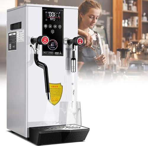 SXYKXYDL Espumador de Leche Comercial, máquina eléctrica para espumar Leche a Vapor de 220 V y 2500 W, máquina para hervir Agua a Vapor, con 2 Pantallas de Temperatura LCD, Color Blanco