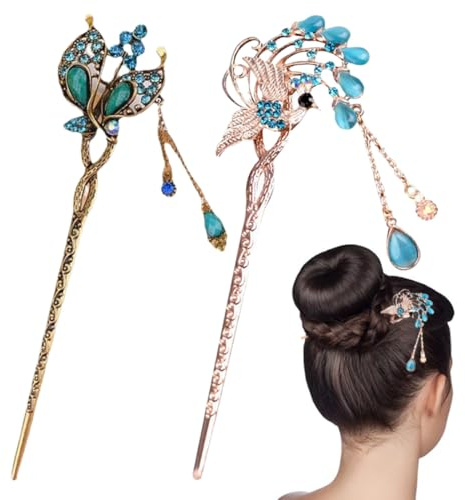 Palitos de Pelo Vintage,2 horquillas, horquilla vintage, pasador de pelo chino, palillos para el cabello decorativo, peinado fijo, decoración diaria del cabello, fiesta de espectáculo