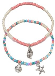Dishowme Seestern Muschel Fußkettchen Armband Böhmische Muschel Fußkette Hawaii Puka Perlen Sommer Strand Barfuß Sandale Schmuck für Damen Frauen