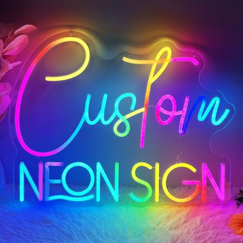 KAEGORT Neon Personalizado, Rainbow LED Carteles Letrero Tira Luminoso Multicolores Decoración Letras Neon Personalizadas para Fiestas Bar Tiendas