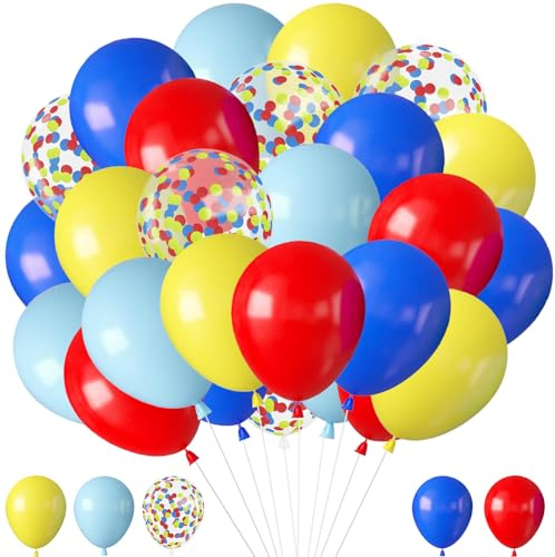 Latexballons, Luftballons Rot Gelb Blau, 34pcs Luftballons Bunt, Bunt Konfetti Latex Ballons, Luftballons Blau Rot Gelb, Blaue Gelbe Rote Latex Helium, Bunte Helium Balloons