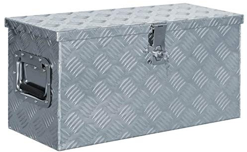 Snsowed Aluminiumkiste, Staubox, Anhänger Kiste, Aluminiumbox, Koffer Box, werkzeugkasten, 61,5 x 26,5 x 30 cm Silbern