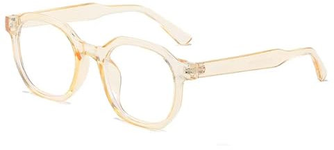 HPIRME Lunettes de vue tendance pour femmes, monture vintage, verres transparents, verres UV400 (taille unique/champagne)
